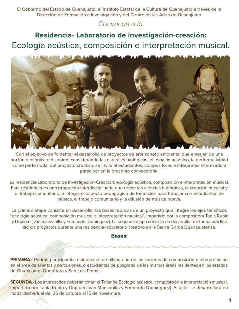 Laboratorio de Creación-Investigación Residencia Artística de Ecología Acústica